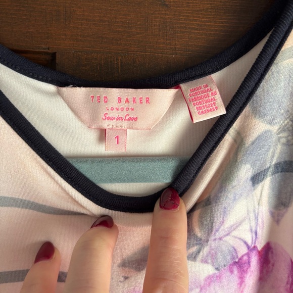 TED Baker Laya Sleeveless Bodycon Midi Dress size 1 (US 2-4). Floral & stipe - Picture 5 of 10